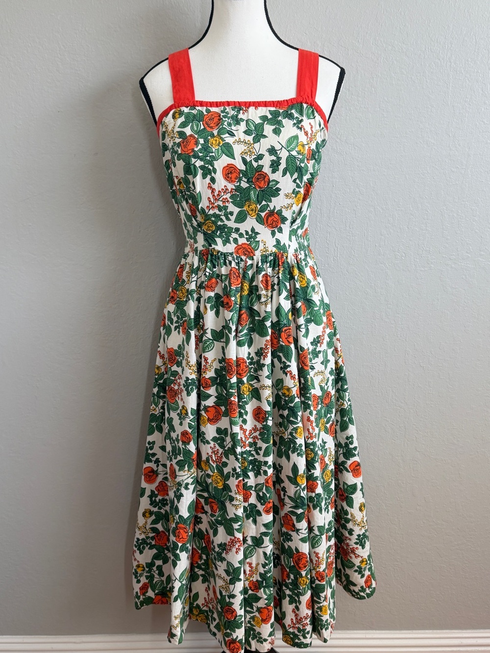 VTG 1950s 1960s Rose Print Sundress Eclair Zip S Cottagecore